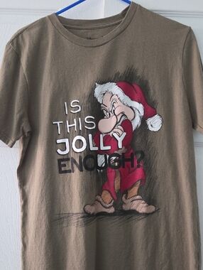 Disney Olive Green Graphic Tee with Black Print